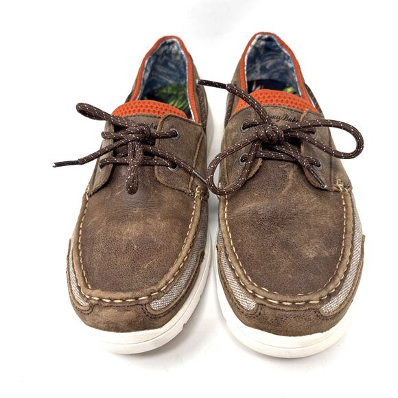 Tommy Bahama On Par Spectator Boat Deck Shoe Mens Sz 12 Brown Leather Tropical